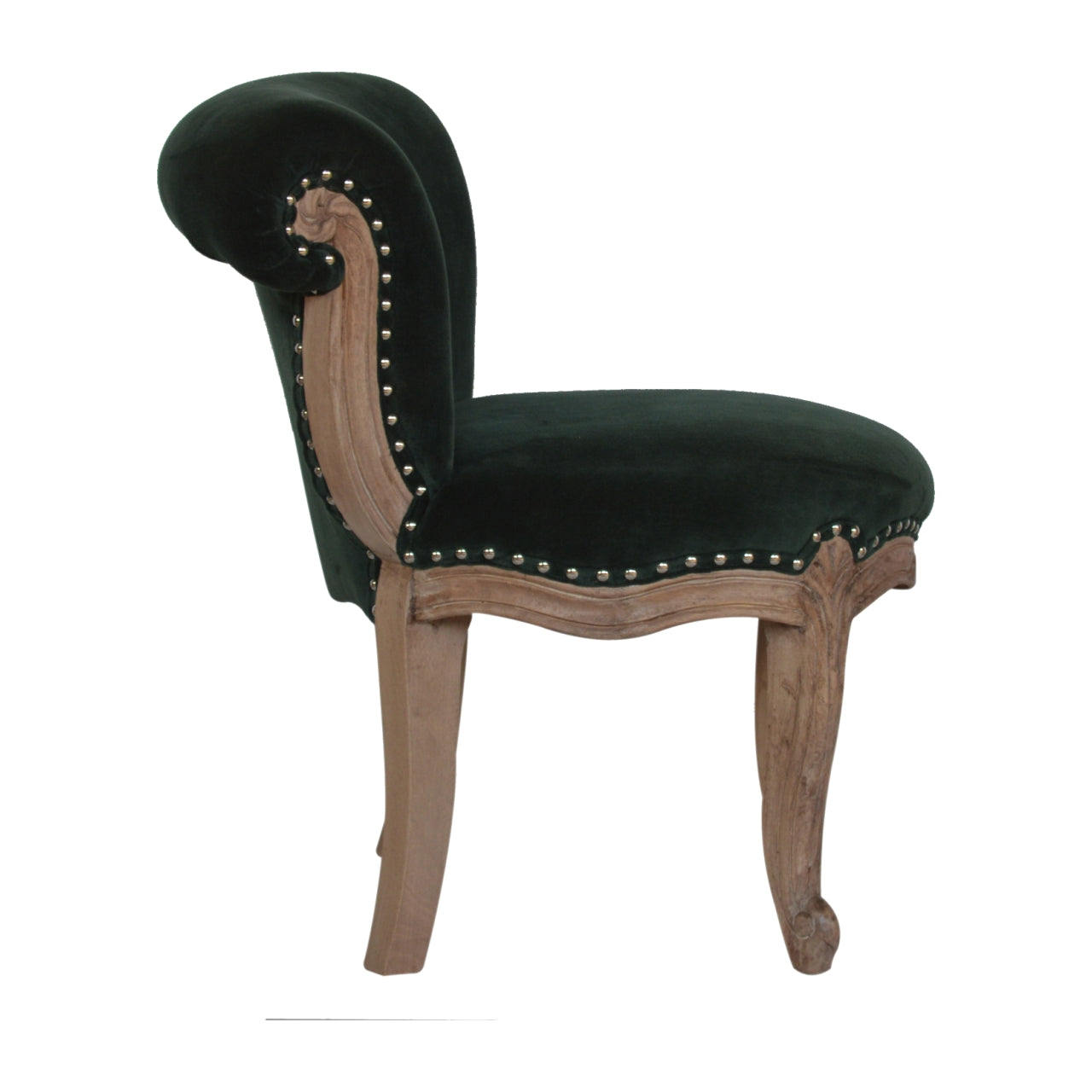 Dark Green Velvet Studded Chair